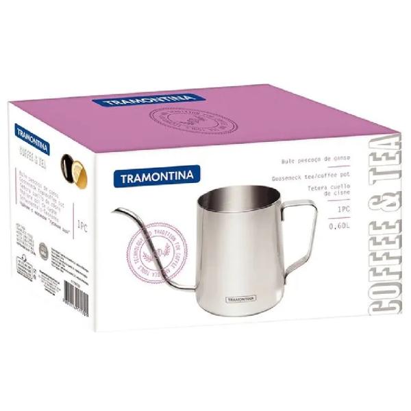 Tetera Tramontina 600ml Cuello Largo Antiderrames Mango Ergonómico Cocina Moderna Acero Inox