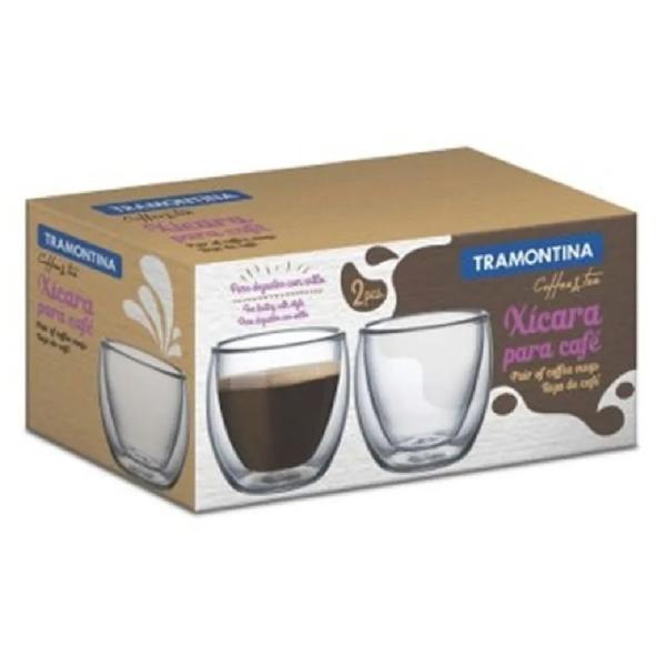 Juego 2 Tazas Café Tramontina 90294057 0.11 Lt Vidrio Templado Multiusos Transparente