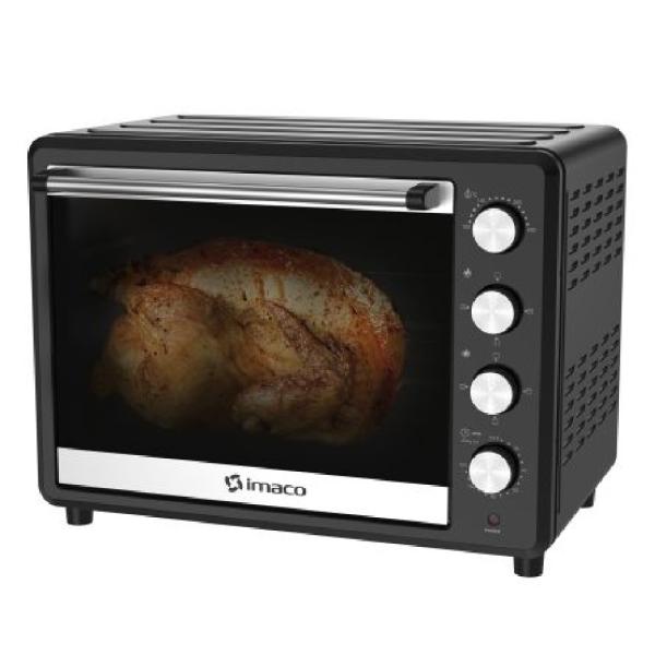 Horno Eléctrico Imaco Modelo HEB60R 2000W 66L Termostato 250°C Puerta Vidrio Templado Plateado