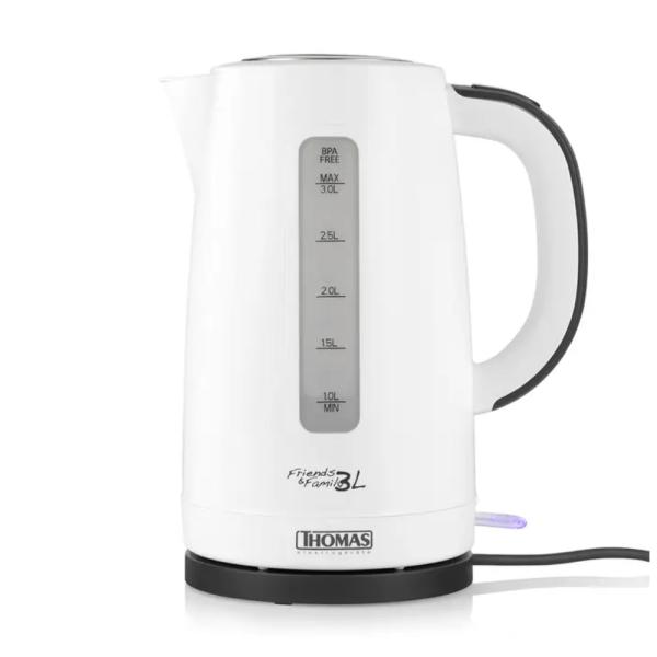 Thomas TH-4351 Hervidor 2200W Acero Inoxidable Indicador LED Sistema Seguridad Negro