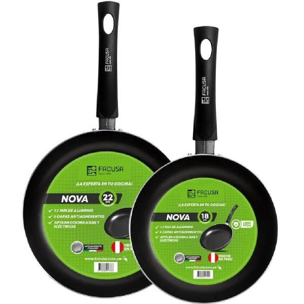Facusa Nova Sartenes Cocina 18cm y 22cm Antiadherente Grafito Resistente 450°C