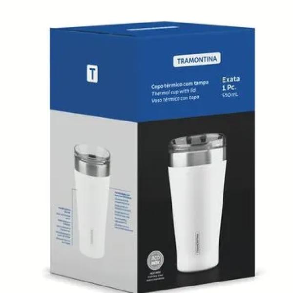 Tramontina Exata Vaso Térmico 550ml Acero Inoxidable Doble Pared Blanco