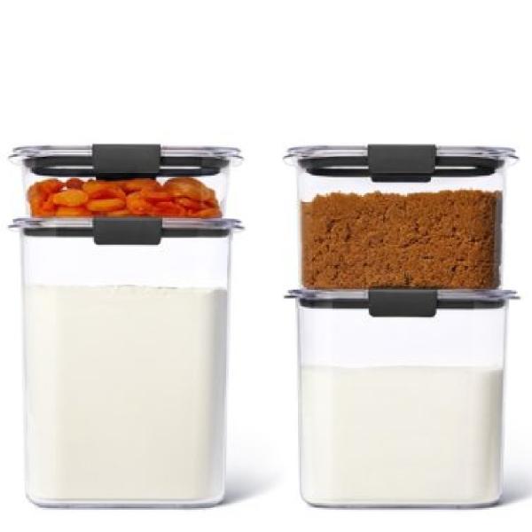 Rubbermaid Set Brilliance 4 Contenedores 3.8L Sellado Perfecto Fácil Apertura