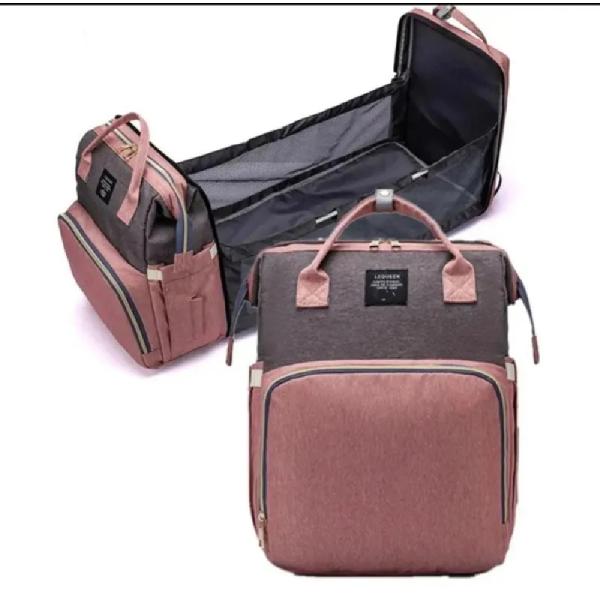 Mochila Pañalera Convertible 3 en 1 Rosa Multifuncional Impermeable