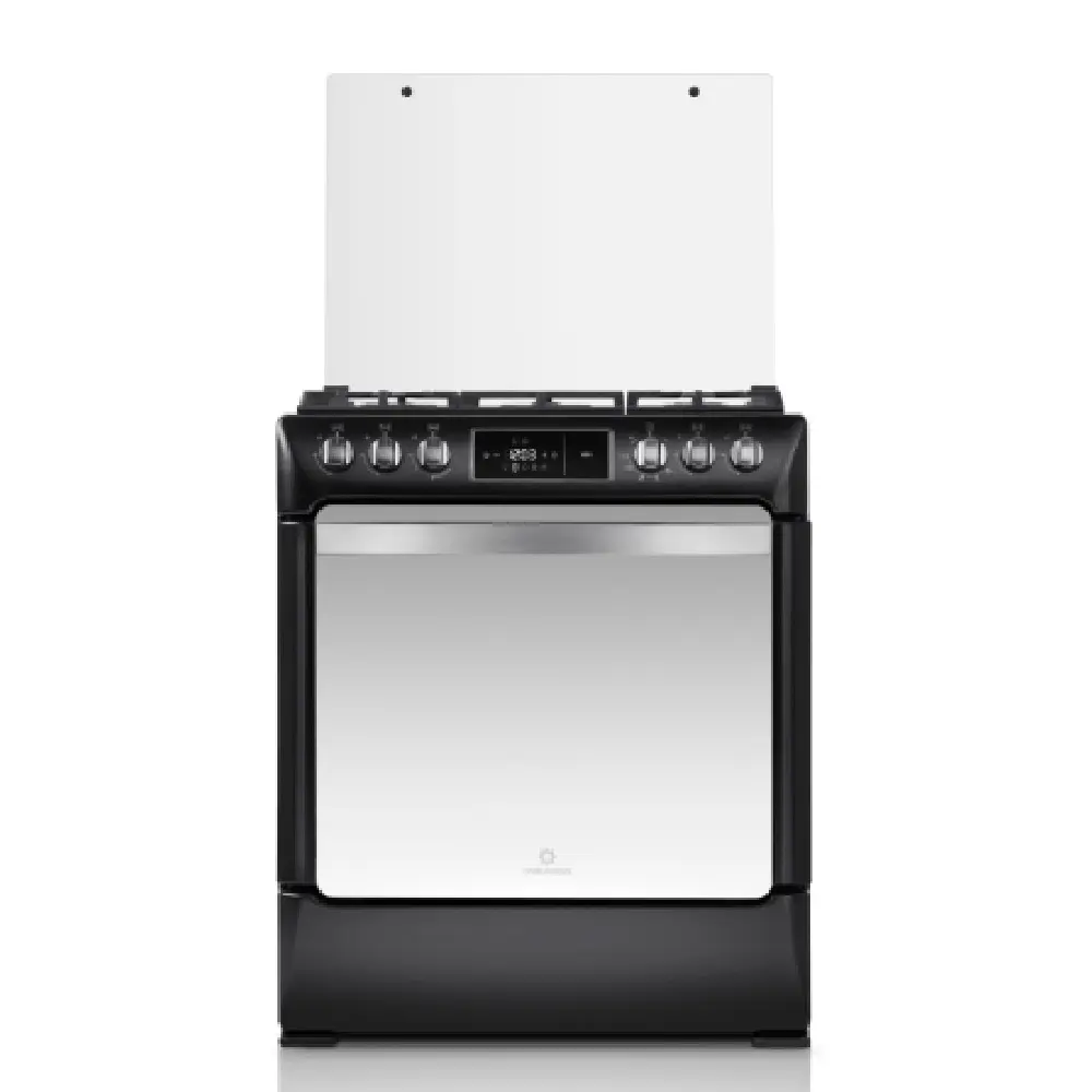 Indurama Niza Zafiro 5 Quemadores 30" Cocina a Gas Negro - Encendido Eléctrico - Parrilla de Hierro Fundido