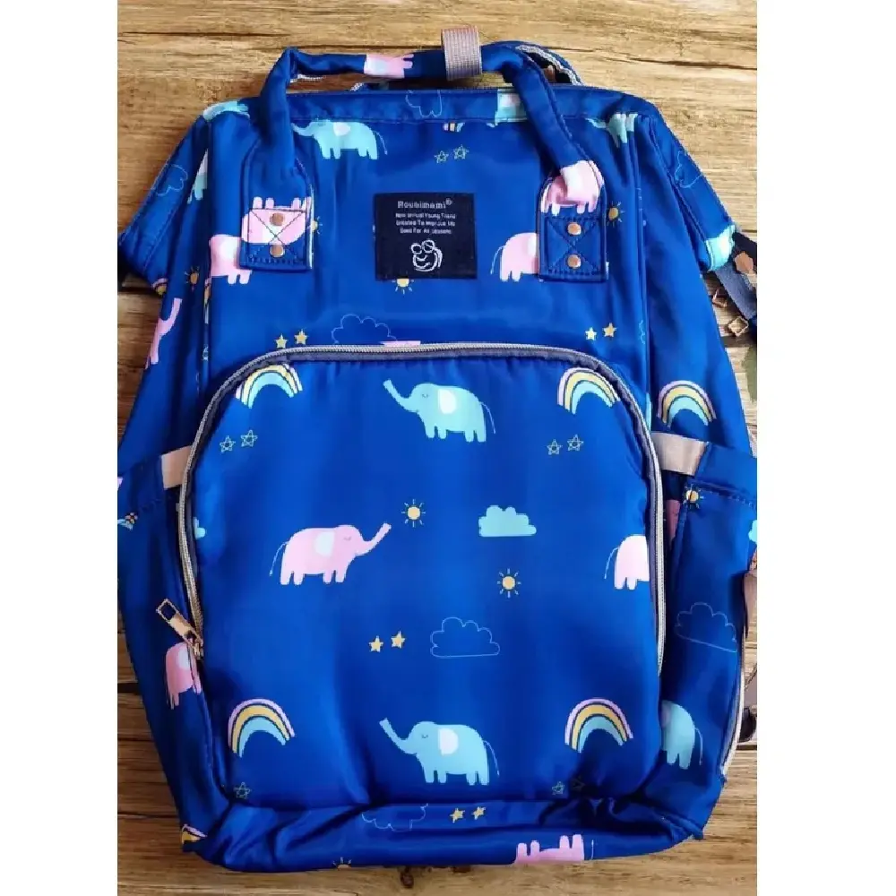 Elefante Mochila Pañalera Convertible 3 en 1 Azul Impermeable