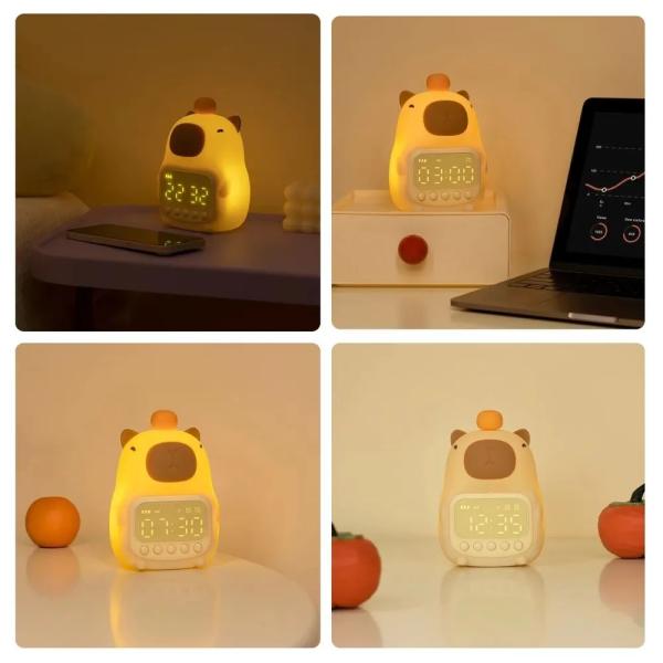 Lámpara Capybara Reloj Alarma Luz Nocturna LED Regulable