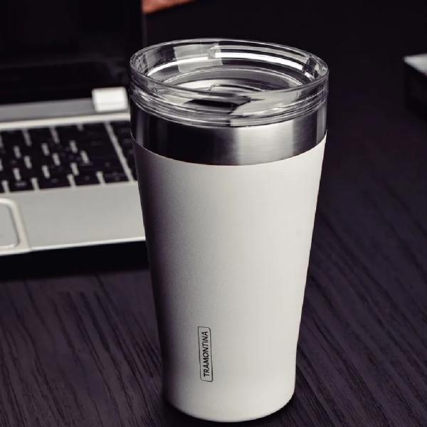 Tramontina Exata Vaso Térmico 550ml Acero Inoxidable Doble Pared Blanco