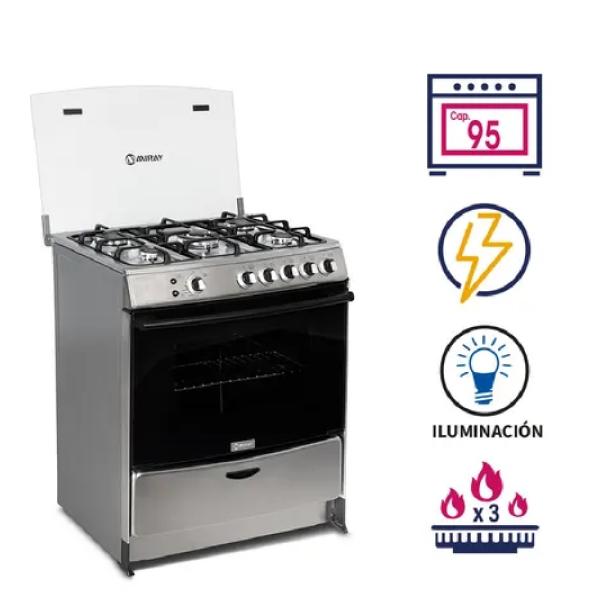Miray Menta Plus 5 Hornillas 18K BTU Encendido Automático Quemadores Sellados