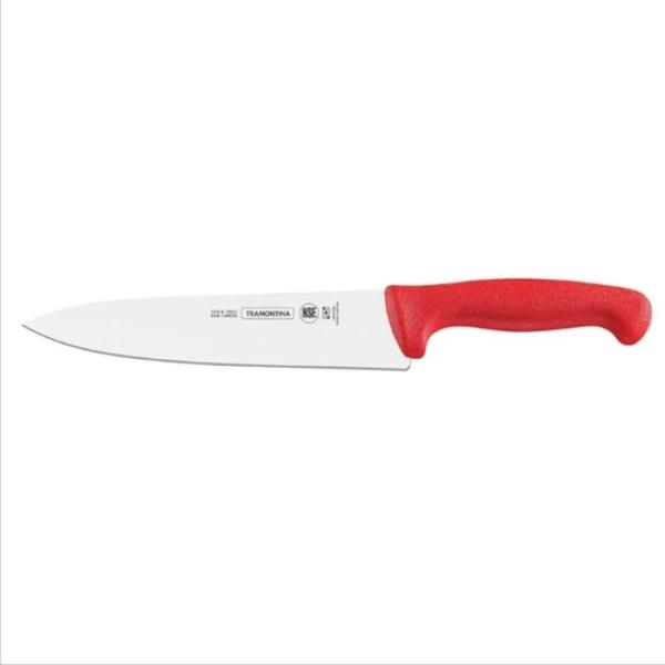 Tramontina 24609-078 Cuchillo Carnicero 8" Acero Inoxidable 3 Rivets Mango Ergonomico Rojo