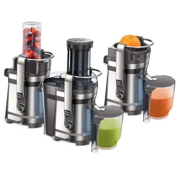 Oster FPSTJE318C 850W Extractor de Jugos 3 en 1 Prensa Frío Centrífuga Acero Inoxidable
