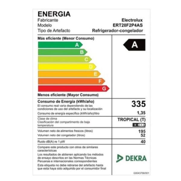 Electrolux ERT28F2P4AS No Frost 282L Eficiencia A+ Tecnología TwinTech