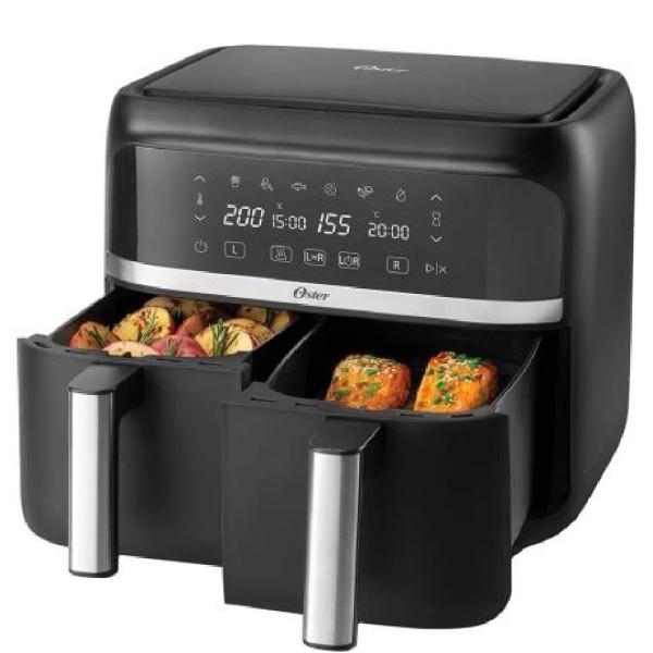 Oster CKSTAF7MCDDF Freidora de Aire Dual 7.6L 1700W Digital con 7 Programas Automáticos Negro