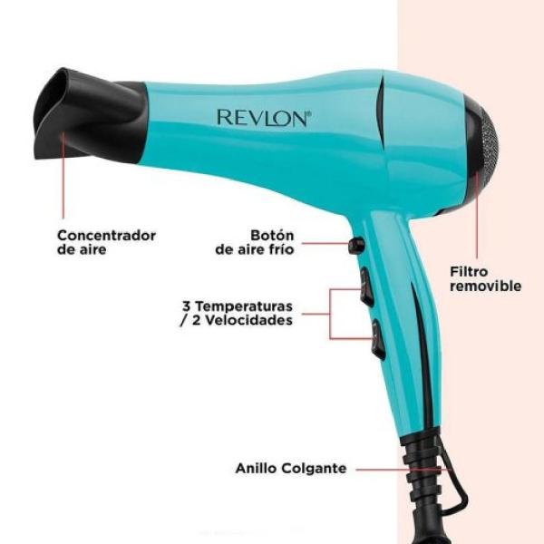 Revlon RVDR5294LA2 2000W Difusor Incluido 3 Ajustes de Calor Cabello Saludable
