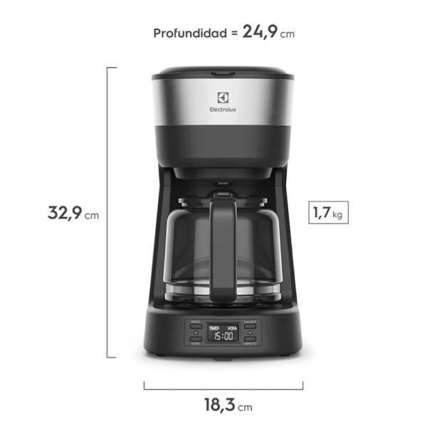 Electrolux ECM25 Cafetera Programable 900W Termo Acero Inoxidable Sistema Antigoteo Negro