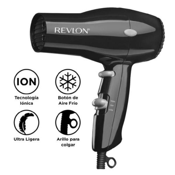 Secadora Revlon RVDR5260BLA2 1875W Plegable Tecnología Iónica Cabello Brillante Negro