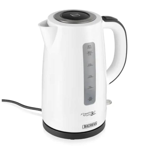 Thomas TH-4351 Hervidor 2200W Acero Inoxidable Indicador LED Sistema Seguridad Negro
