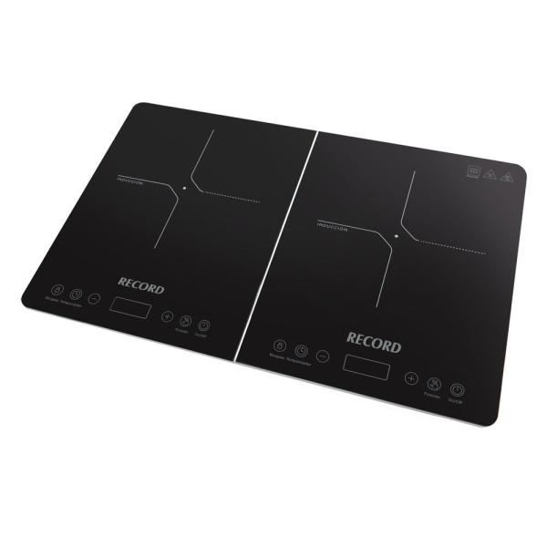 Record Cocina de Inducción Eléctrica 2 Hornillas 3500W Vitrocerámica Ultra Slim Negro