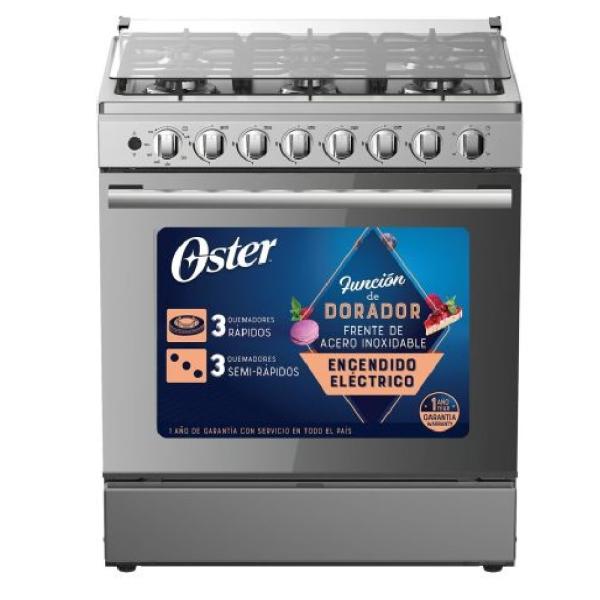 Oster PGSGMICA306HSSGM Cocina a Gas 30" 6 Quemadores Horno Grande Acero Inoxidable