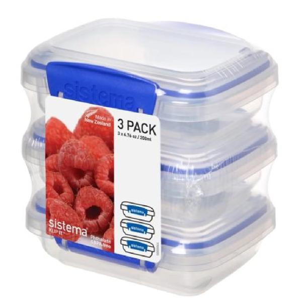 Set 3 Tuppers 200ml Cierre Seguro Apilables Microondable - 2159681
