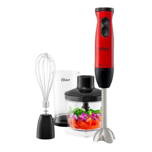 Oster FPSTHB460A-053 Batidora de Inmersión 600W Cuchilla Quad Pro 5 Velocidades Rojo