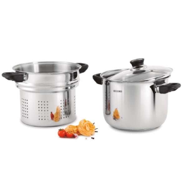 Espaguetera N22 Acero Inoxidable 6.5L Tapa de Vidrio 3 Piezas