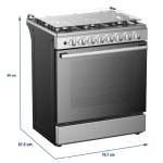 Oster PGSGMICA306HSSGM Cocina a Gas 30" 6 Quemadores Horno Grande Acero Inoxidable