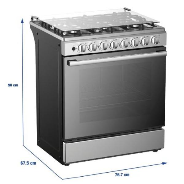 Oster PGSGMICA306HSSGM Cocina a Gas 30" 6 Quemadores Horno Grande Acero Inoxidable