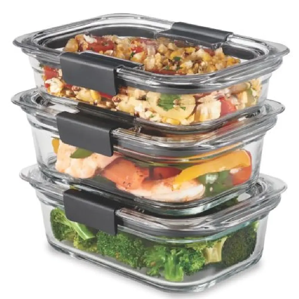 Rubbermaid Brilliance Pack 3 Recipientes Vidrio 3.2L+1.4L+0.7L Tecnología FreshSeal - 2118304