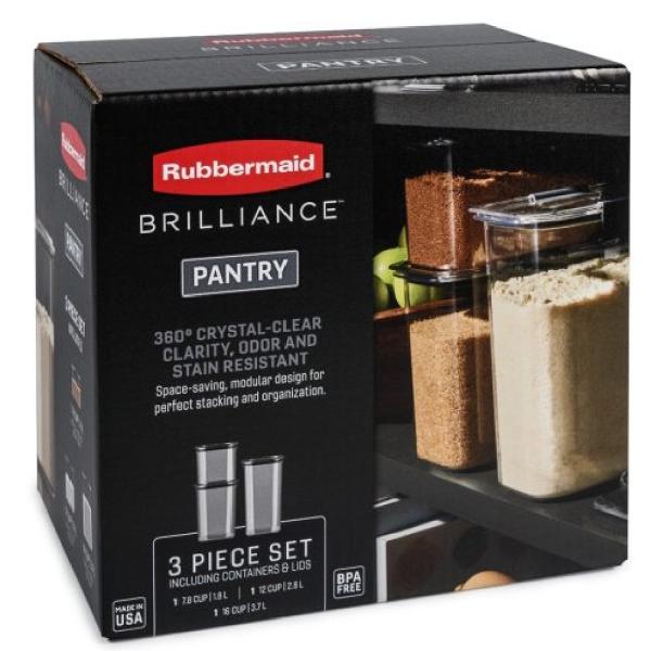 Rubbermaid Recipientes Brilliance 3 Piezas 4.7L Herméticos 100% Libres de BPA Cristalino