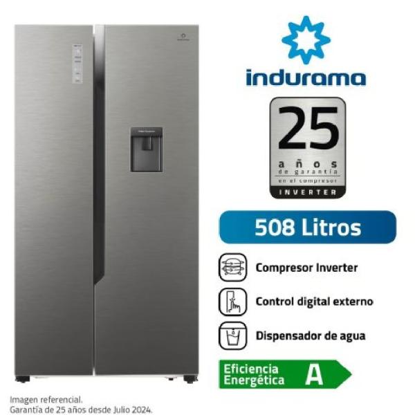 Indurama RI-788DI Side by Side 508L No Frost 2 Puertas Inverter Acero Inoxidable