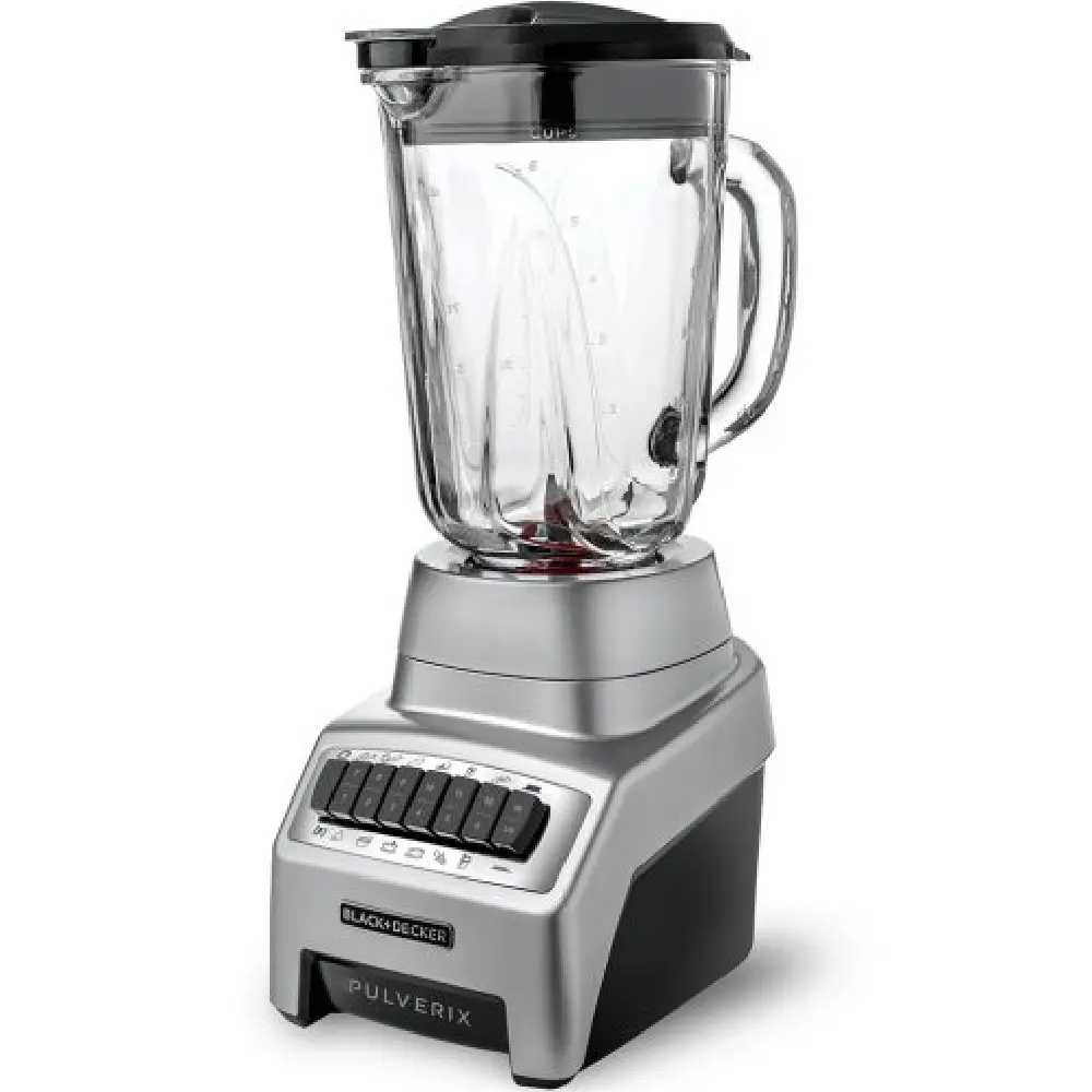 Black+Decker BL1140MS Licuadora 1.5L 450W 12 Velocidades Pulveriza Hielo Jarra de Vidrio Plata