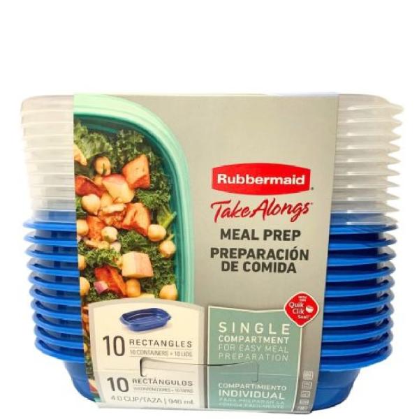 Set 10 Recipientes Rubbermaid 32oz Brilliance Cierre Perfecto Sin Derrames Transparente- 2141748