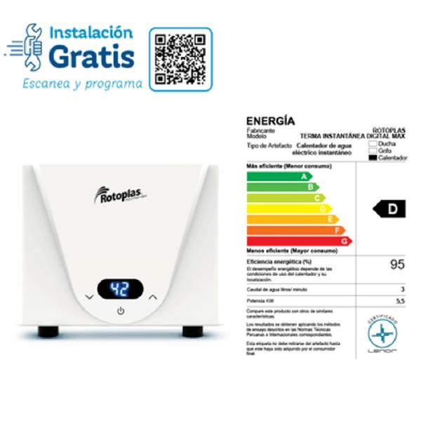 Rotoplas Terma Digital Max 5500W Display Digital Temperatura Ajustable Blanco