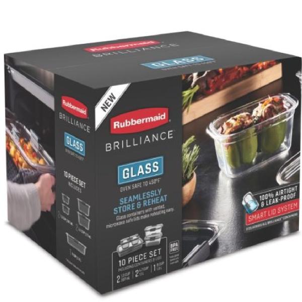Rubbermaid 2125081 Set 5 Contenedores Alimentos Tapa Segura Apilables Microondable