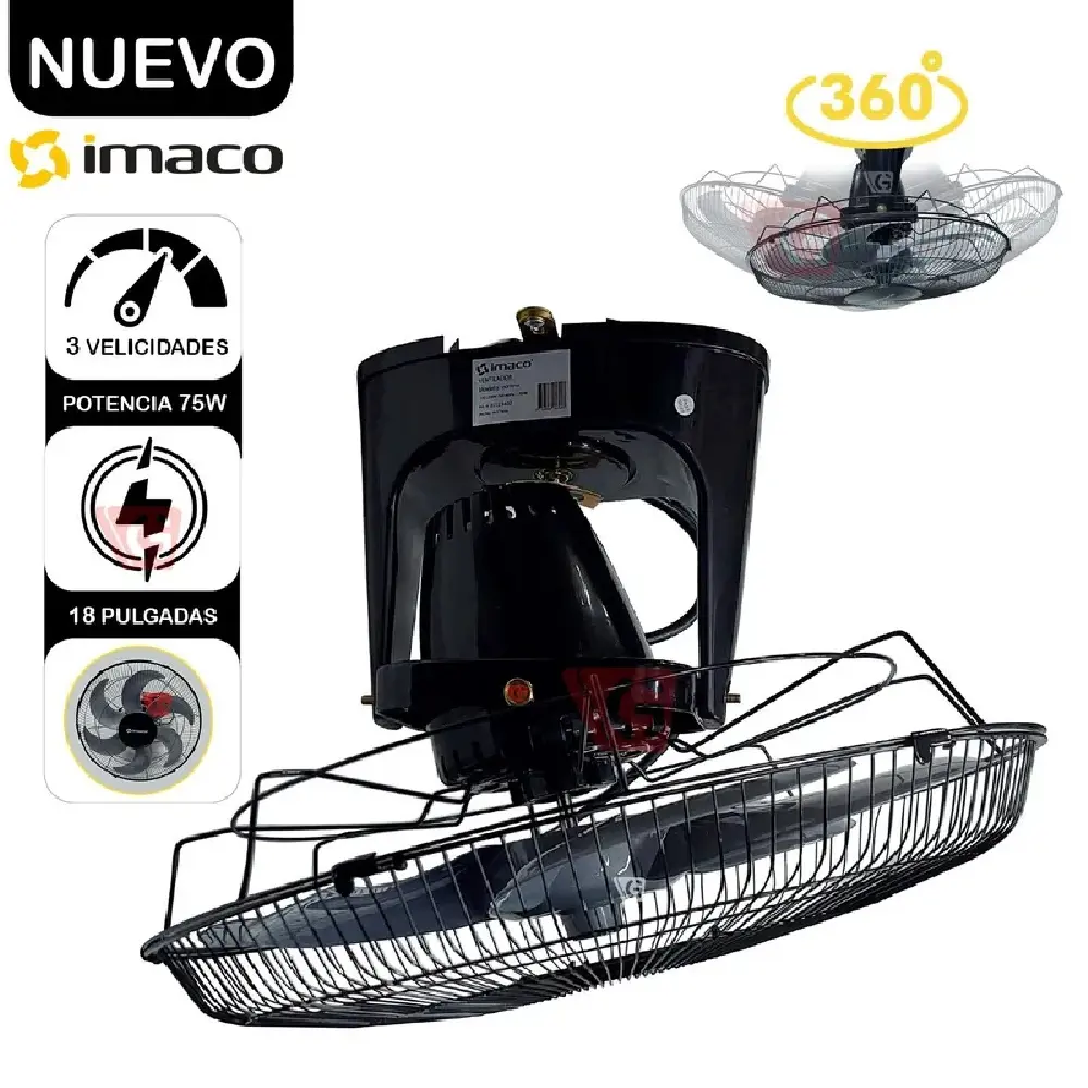 Orbital OCF7919 Ventilador Techo 90 Watts 3 Velocidades Silencioso Reversible Negro