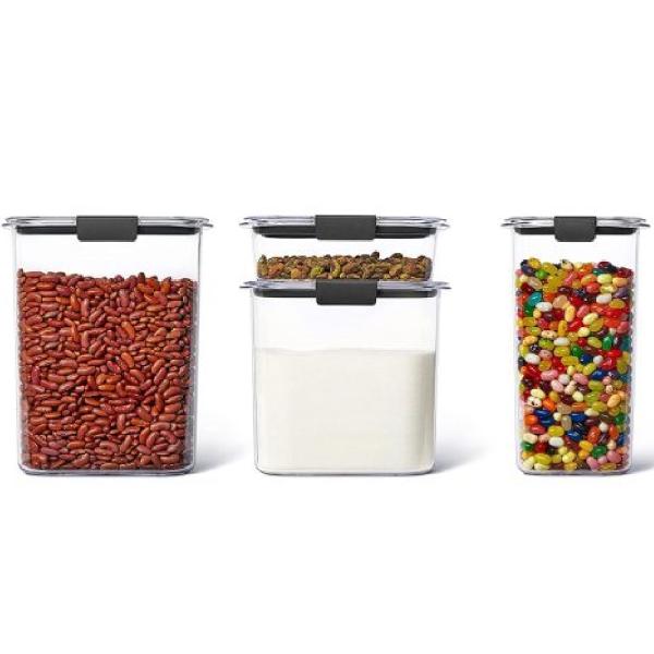 Set 4 Recipientes Rubbermaid 1.2L 100% Estancos Fácil Apilamiento