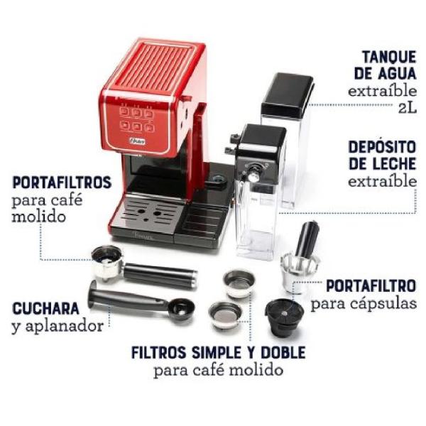Oster Primalatte BVSTEM6801R 19 Bares Sistema Thermoblock Espresso Perfecto Rojo