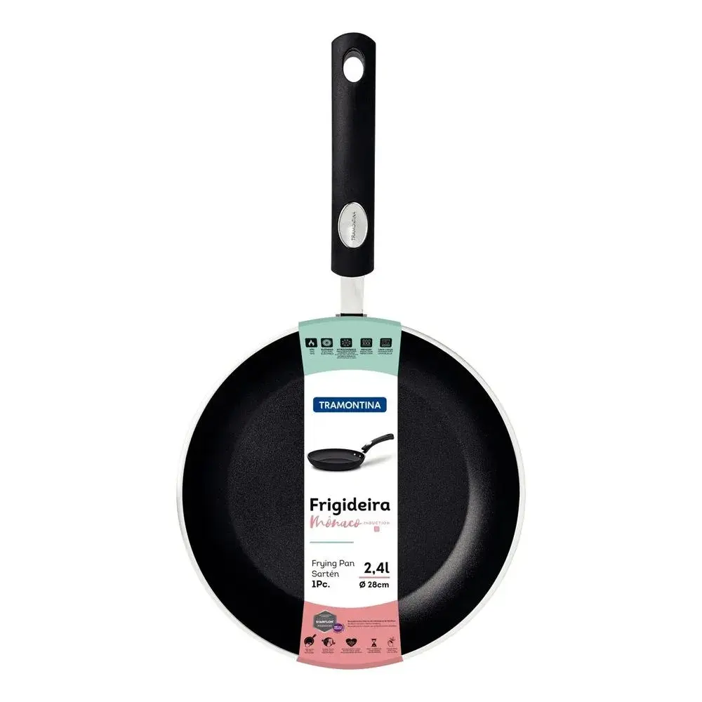Tramontina Sartén Mónaco 28 cm Inducción Antiadherente Negro 28700028