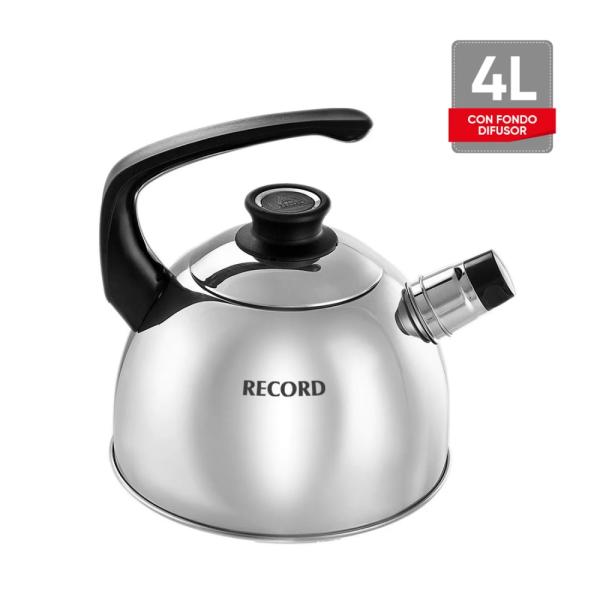 Tetera Inoxset RECORD 4 Litros Acero Inoxidable 18/10 Pito Automático Plateado