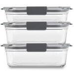 Rubbermaid Brilliance Pack 3 Recipientes Vidrio 3.2L+1.4L+0.7L Tecnología FreshSeal - 2118304