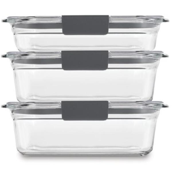 Rubbermaid Brilliance Pack 3 Recipientes Vidrio 3.2L+1.4L+0.7L Tecnología FreshSeal - 2118304