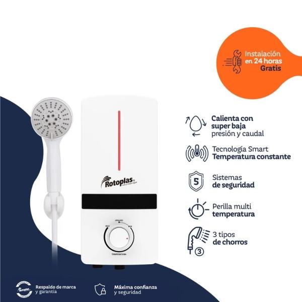 Rotoplas Spazio 5500W Calentador Eléctrico Automático Ahorro Energético Blanco
