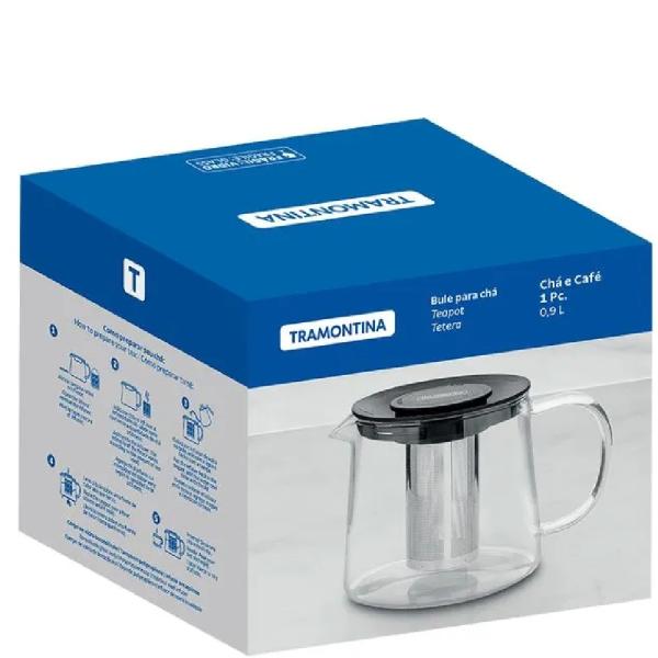 Tetera de Vidrio UYSA 0.9 Litros con Filtro Integrado Base Antiadherente