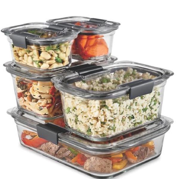 Rubbermaid 2125081 Set 5 Contenedores Alimentos Tapa Segura Apilables Microondable