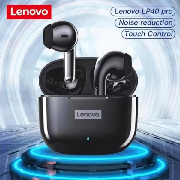 Audífonos Lenovo LP40 Inalámbricos 13mm Drivers Estéreo HD Batería 400mAh IPX5 Negro