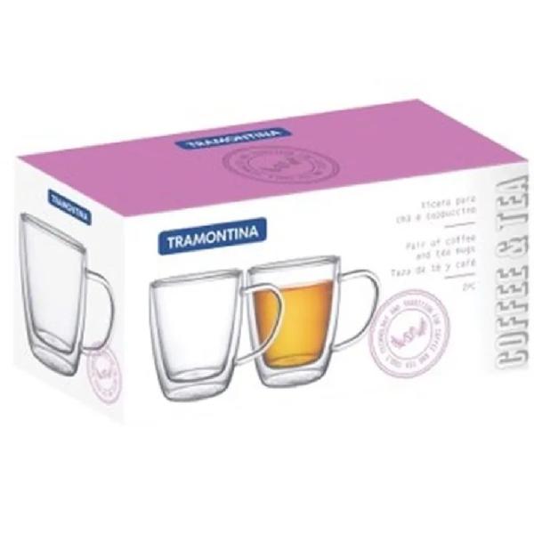 Tramontina 90390210 Tazas de Vidrio Termorresistente 270ml para Bebidas Calientes