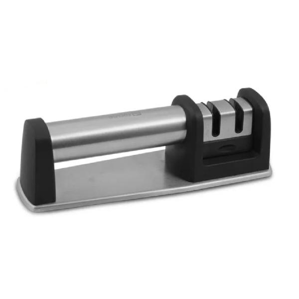 Facusa Afilador de Cuchillos Profesional Inoxidable 2 Etapas Afilado Preciso Plateado