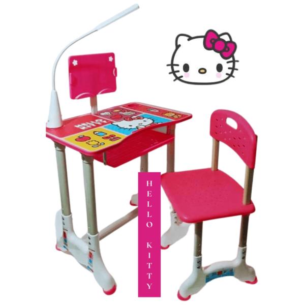 Sanrio Hello Kitty Escritorio Ergonómico Infantil con Luz LED Integrada y Estante Ajustable - Rosa
