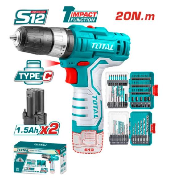 COMBO TALADRO TIPO C 20NM 2X15AH+SET BROCAS INDUSTRIAL-TOSLI241197